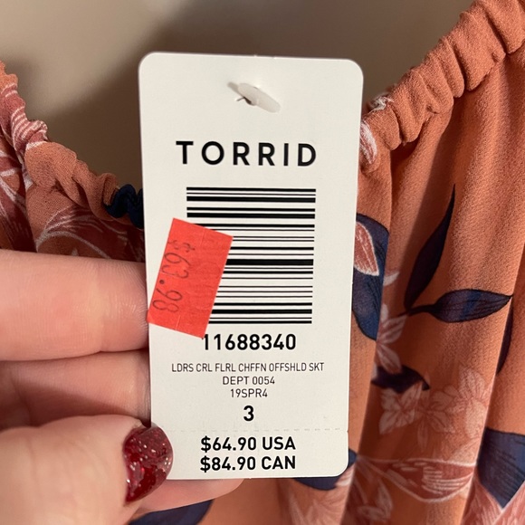 Torrid Short Sleeve Navy and Pink Floral Dress - Picture 2 of 2